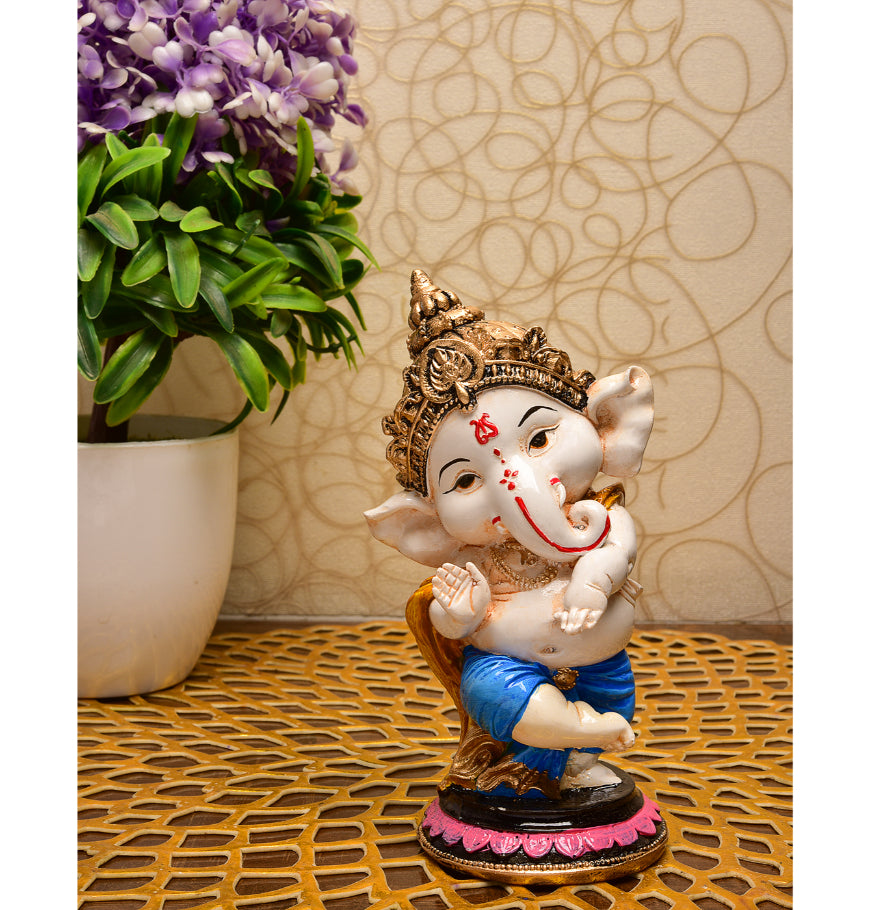 Unique Joyful Dancer Ganesha Artisan Resin Figure On Pedestal Blessings Celebration Modern Ornament 1 Joyful Dancer Ganesha: Handcrafted Resin Statue on Pedestal - Blessings & Celebration - Karigaari India Aesthetic Home Decor