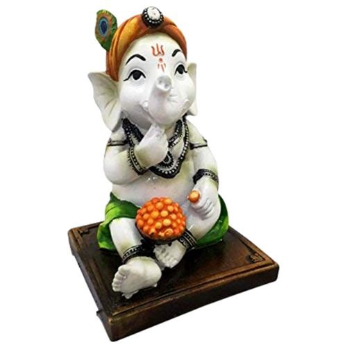 Unique Little Lord Ganesha Sitting Eating Laddu Figure Multicolor Best For Home Home Decor Artful Decor Piece 4 Little Lord Ganesha Sitting & Eating Laddu Idol Multicolor Best for Home Decor - Karigaari India Aesthetic Home Decor