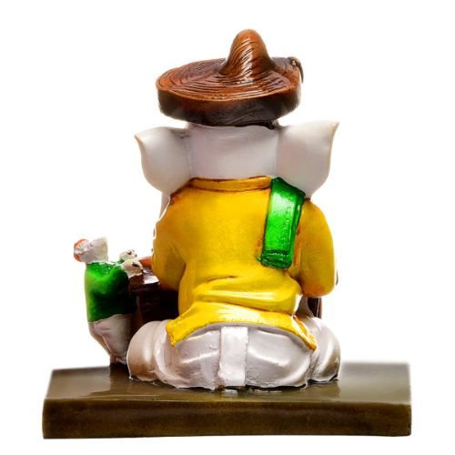 Lord Ganesha Idol Sitting With Mouse & Writing Colorful Design Best for Home Decor - Karigaari India Aesthetic Home Decor
