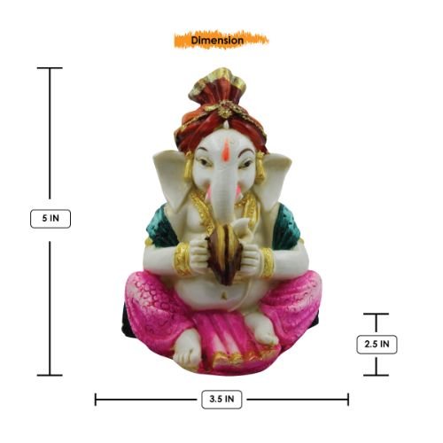 Unique Lord Ganesha Playing Instrument Wearing Pink Dhoti Figure For Home Decor Decorative Piece 3 Lord Ganesha Playing Instrument wearing Pink Dhoti Idol for Home Decor - Karigaari India Aesthetic Home Decor