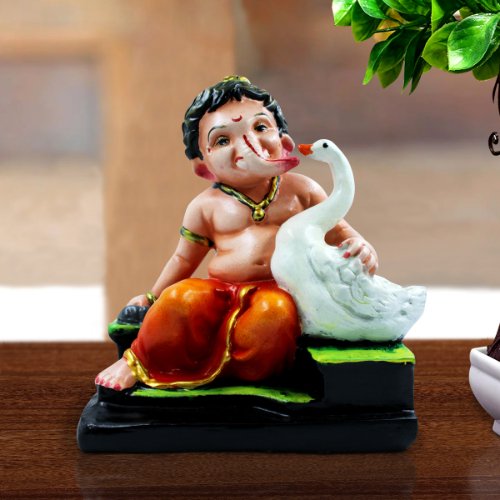 Unique Lord Ganesha Sitting With Swans Figurine Best For Home Decor Modern Ornament 1 Lord Ganesha Sitting With Swans Idol Best for Home Decor - Karigaari India Aesthetic Home Decor
