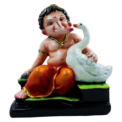 Unique Lord Ganesha Sitting With Swans Figurine Best For Home Decor Modern Ornament 2 Lord Ganesha Sitting With Swans Idol Best for Home Decor - Karigaari India Aesthetic Home Decor