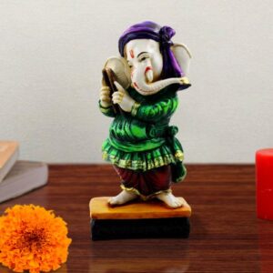 Lord Ganesha Standing Wearing Traditional Cloth Idol for Home Decor - Karigaari India Aesthetic Home Decor