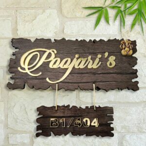 Beautiful Wooden Name Plate for House Customized Durable Decor (Acrylic Letters) - Karigaari India Aesthetic Home Decor