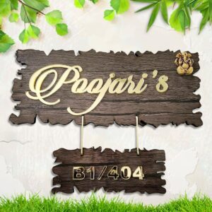 Beautiful Wooden Name Plate for House Customized Durable Decor (Acrylic Letters) - Karigaari India Aesthetic Home Decor