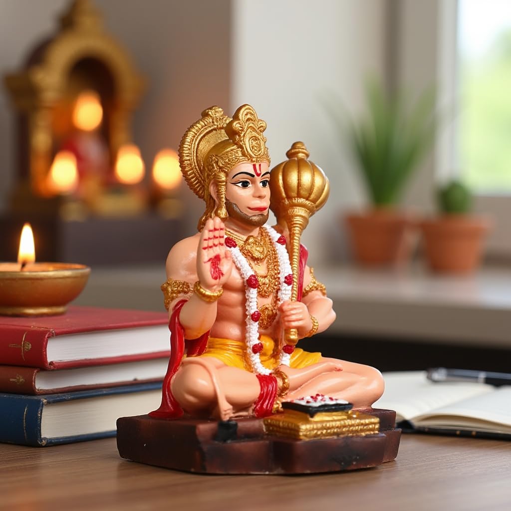 Unique Modern India Hanuman Murti With Chalisa For Pooja Mandir Gold Home Decoration 3 Karigaari India Hanuman Murti with Chalisa for Pooja Mandir (Gold) - Karigaari India Aesthetic Home Decor