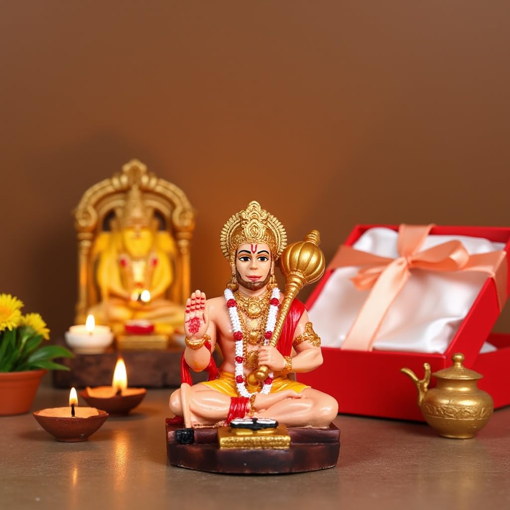 Unique Modern India Hanuman Murti With Chalisa For Pooja Mandir Gold Home Decoration 4 Karigaari India Hanuman Murti with Chalisa for Pooja Mandir (Gold) - Karigaari India Aesthetic Home Decor