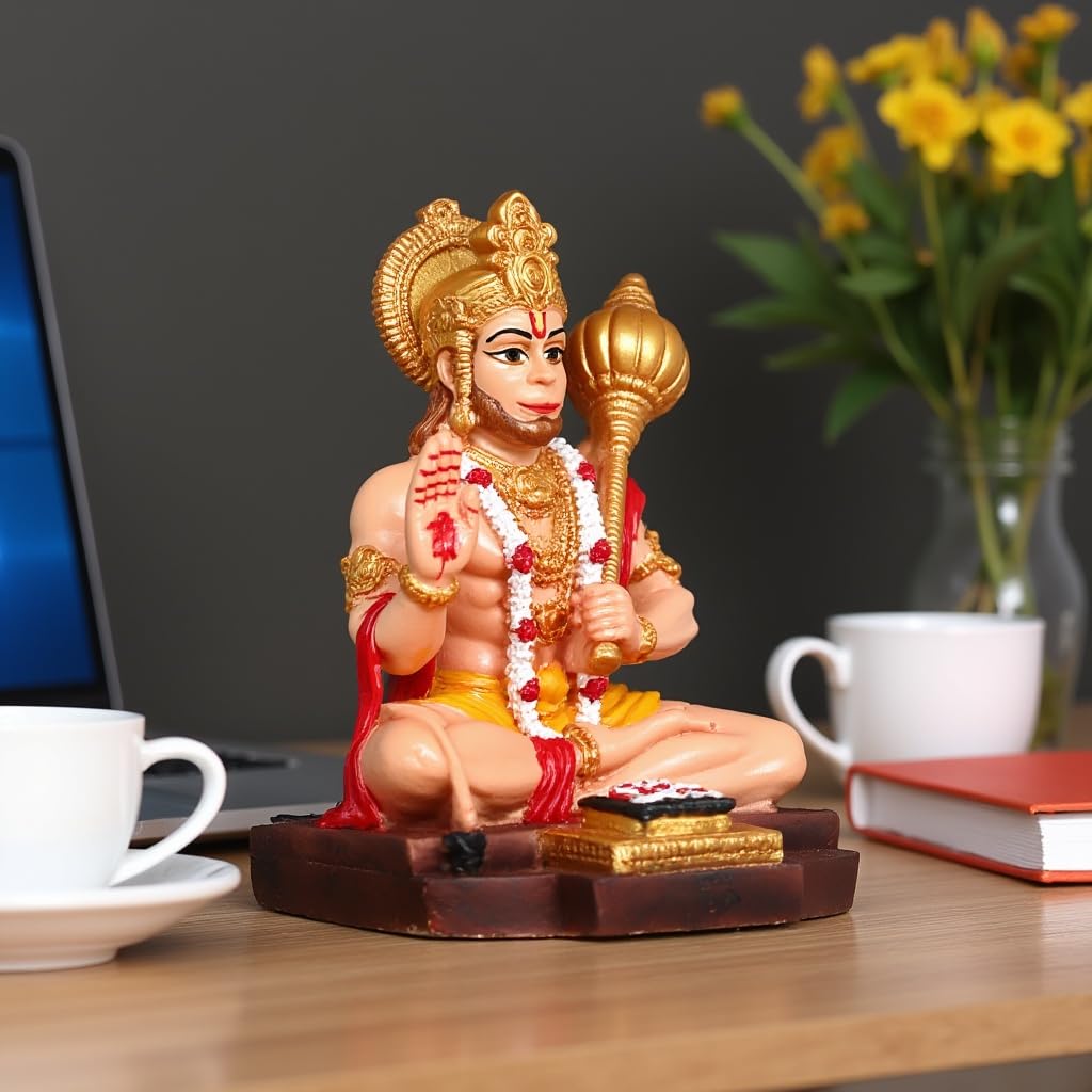 Unique Modern India Hanuman Murti With Chalisa For Pooja Mandir Gold Home Decoration 5 Karigaari India Hanuman Murti with Chalisa for Pooja Mandir (Gold) - Karigaari India Aesthetic Home Decor