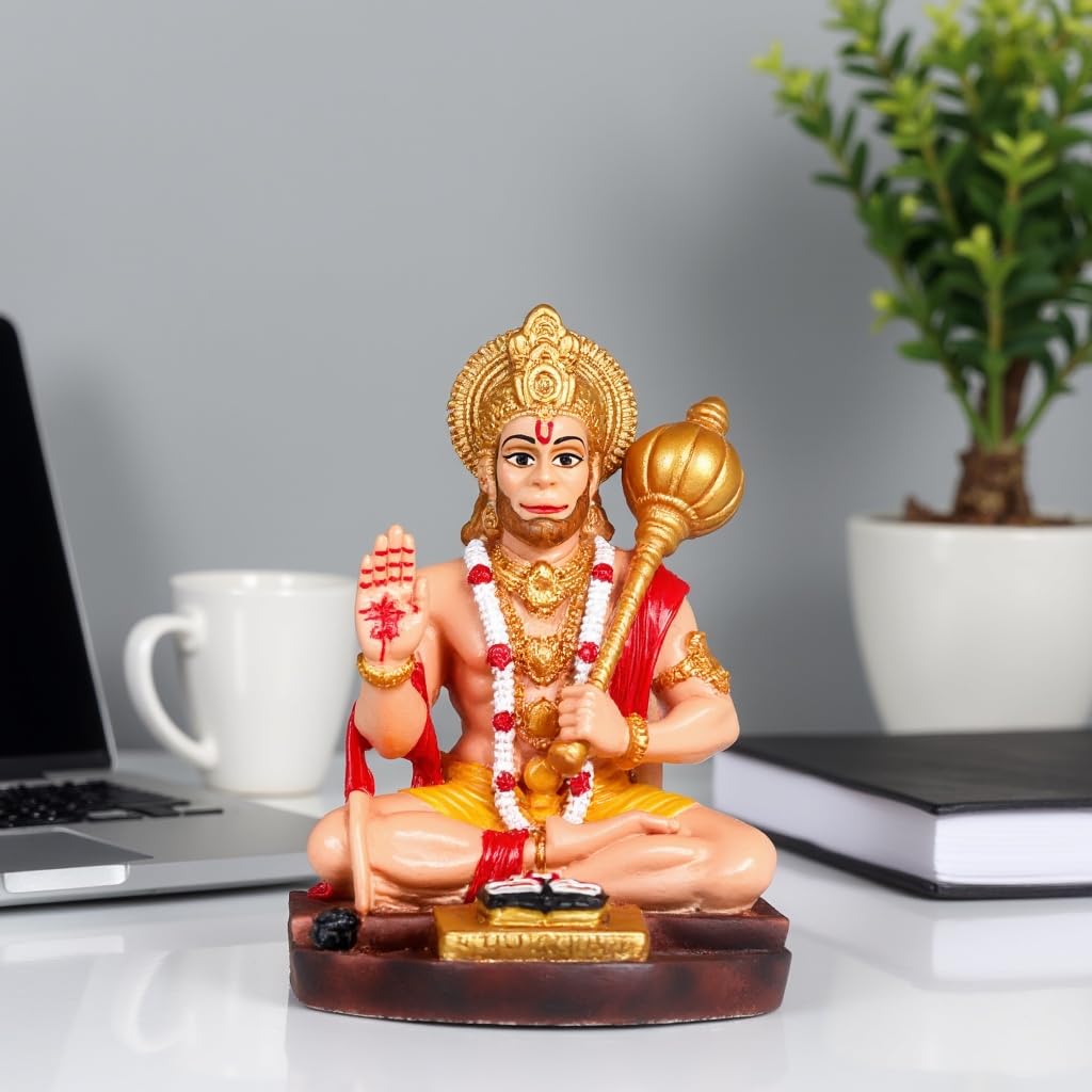 Unique Modern India Hanuman Murti With Chalisa For Pooja Mandir Gold Home Decoration 6 Karigaari India Hanuman Murti with Chalisa for Pooja Mandir (Gold) - Karigaari India Aesthetic Home Decor