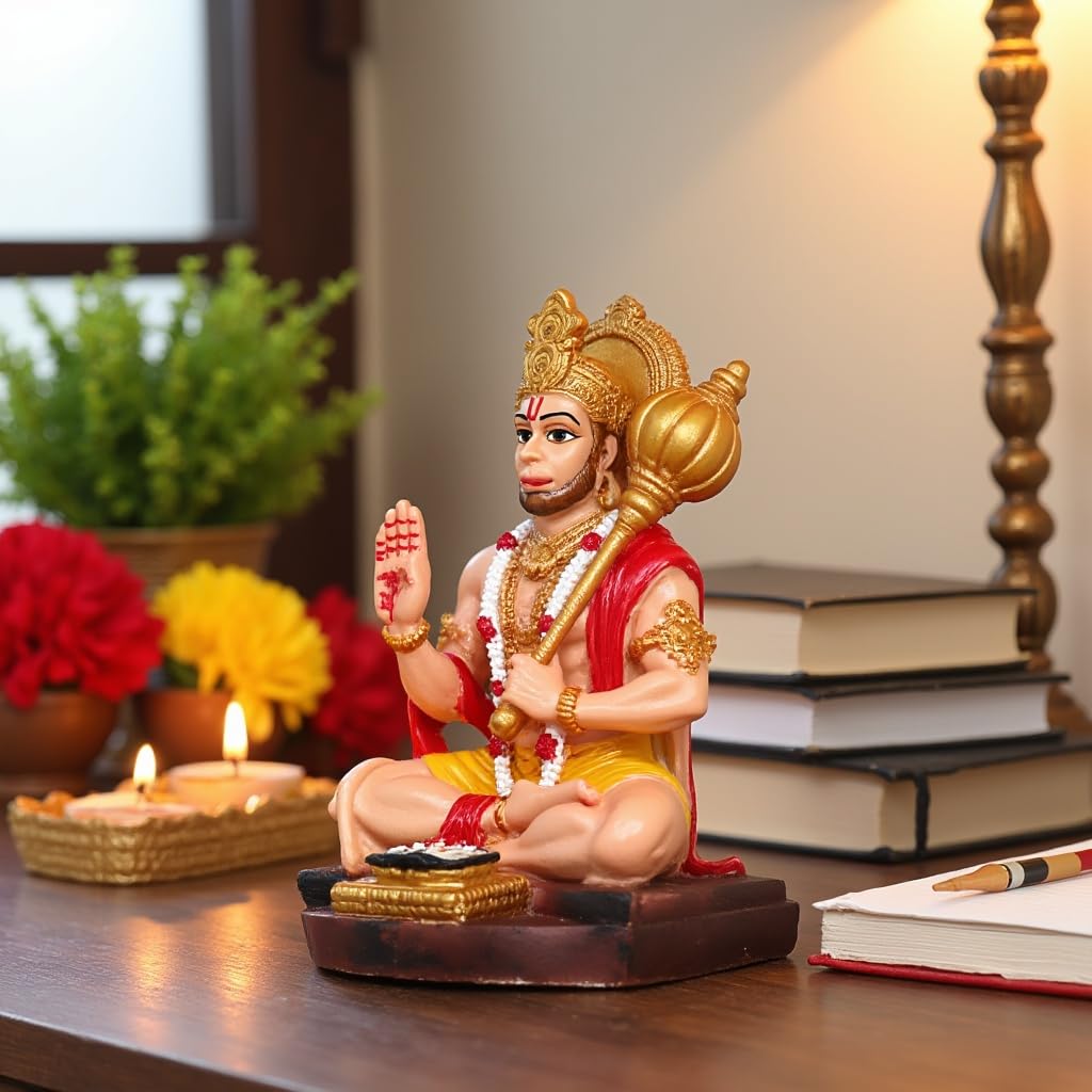 Unique Modern India Hanuman Murti With Chalisa For Pooja Mandir Gold Home Decoration 8 Karigaari India Hanuman Murti with Chalisa for Pooja Mandir (Gold) - Karigaari India Aesthetic Home Decor
