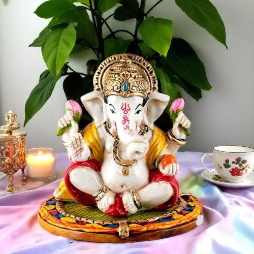Unique One Of A Kind Design Lord Ganesh Sitting Wearing Golden Crown Best Item For Home Decoration 1