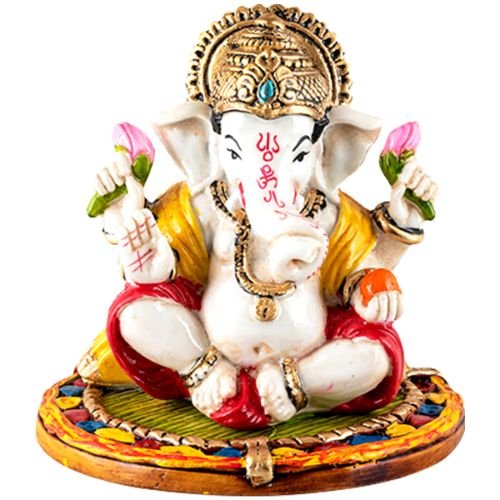 Unique One Of A Kind Design Lord Ganesh Sitting Wearing Golden Crown Best Item For Home Decoration 3 Unique Design Lord Ganesh Sitting Wearing Golden Crown Best Item for Home Decor - Karigaari India Aesthetic Home Decor
