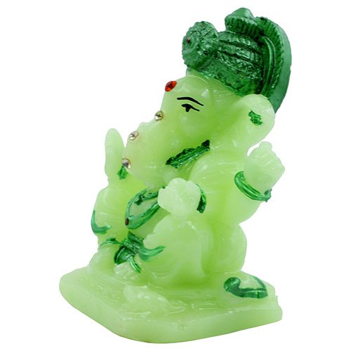 Unique One Of A Kind Design Lord Ganesha Sitting Figurine Crystal Green Color With Dark Green Ornaments Best For Home Decoration Stylish Accent 4 Unique Design Lord Ganesha Sitting Idol Crystal Green Color With Dark Green Ornaments Best for Home Decor - Karigaari India Aesthetic Home Decor