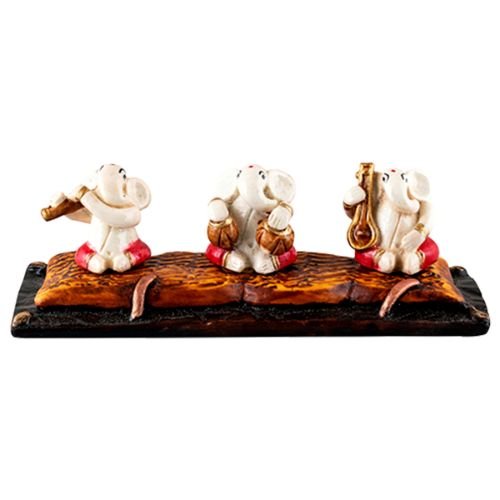 Unique One Of A Kind Design Three Little Lord Ganesha Playing Instruments Figure White Best Item For Home Decor Unique Decor Piece 3 Unique Design Three Little Lord Ganesha Playing Instruments Idol White Best Item for Home Decor - Karigaari India Aesthetic Home Decor