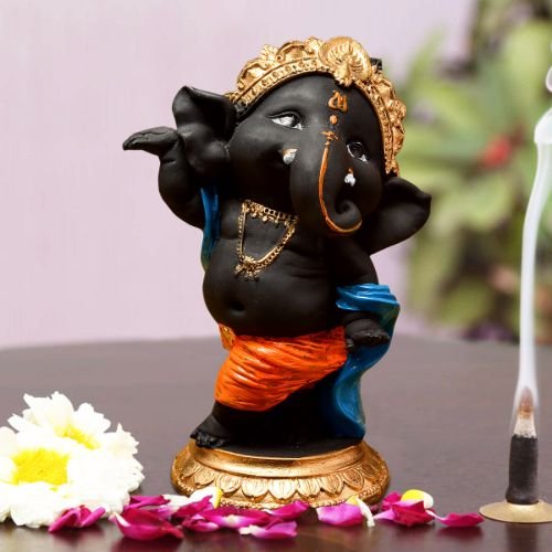 Unique Little Lord Ganesha Standing Idol Black Color Best Item for Home Decor - Karigaari India Aesthetic Home Decor