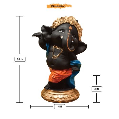 Unique Little Lord Ganesha Standing Idol Black Color Best Item for Home Decor - Karigaari India Aesthetic Home Decor