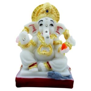 Elegant White Ganesha Idol for Car Dashboard - Purity, Blessings & Safe Journeys - Karigaari India Aesthetic Home Decor