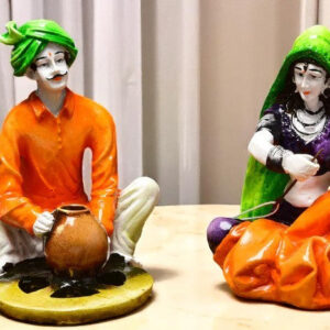 Resin Rajasthani Cooking Couple Statue - Village Life - Karigaari India Aesthetic Home Decor
