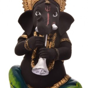 Shehnai Bliss Ganesha Idol in Resin Auspicious Home Decor Showpiece & Spiritual Gift for Ganesh Lovers - Karigaari India Aesthetic Home Decor