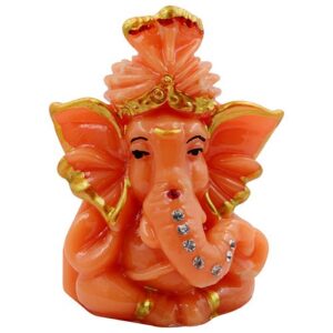 Small Lord Ganesha Sitting Idol Orange And Pink Ornaments Best for Home Decor - Karigaari India Aesthetic Home Decor