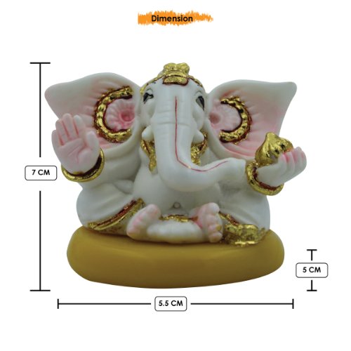 Small Lord Ganesha Idol Holding Golden Modak White Color Best for Home Decor - Karigaari India Aesthetic Home Decor