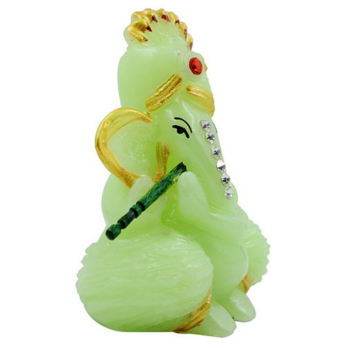 Unique Small One Of A Kind Design Lord Ganesha Playing Flute Figurine Green Colour Best For Home Home Decor Unique Decor Piece 5 Small Unique Design Lord Ganesha Playing Flute Idol Green Colour Best for Home Decor - Karigaari India Aesthetic Home Decor