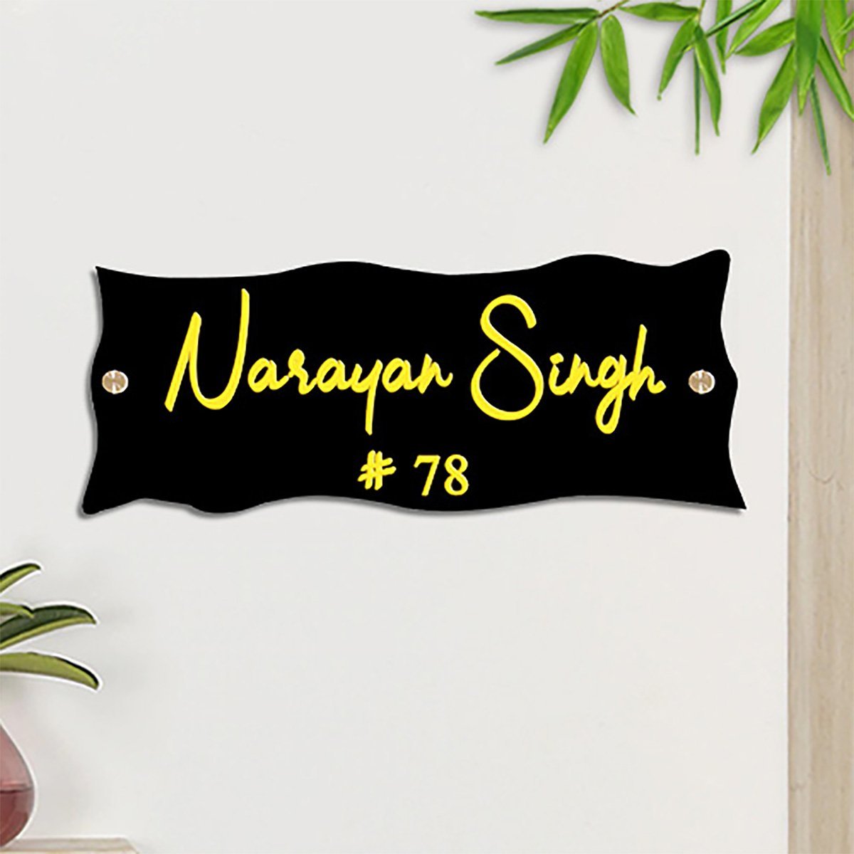 Unique Trendy Lovely Acrylic Custom Sign For Office Home Long Lasting Custom Home Decor Accent 3 Stylish Beautiful Acrylic Name Plate for Office Home Durable Custom - Karigaari India Aesthetic Home Decor