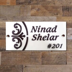 White Stylish Custom Wooden Name Plate for House Beautiful Durable Decor - Karigaari India Aesthetic Home Decor