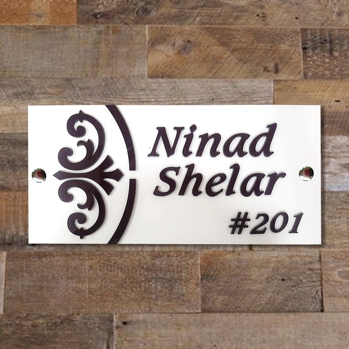 Unique White Trendy Custom Timber Custom Sign For House Lovely Long Lasting Decor Premium Home Decor 2 White Stylish Custom Wooden Name Plate for House Beautiful Durable Decor - Karigaari India Aesthetic Home Decor