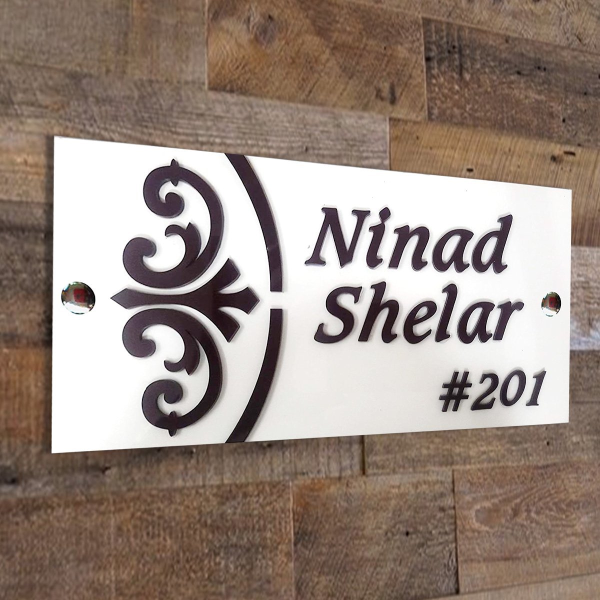 Unique White Trendy Custom Timber Custom Sign For House Lovely Long Lasting Decor Premium Home Decor 3 White Stylish Custom Wooden Name Plate for House Beautiful Durable Decor - Karigaari India Aesthetic Home Decor